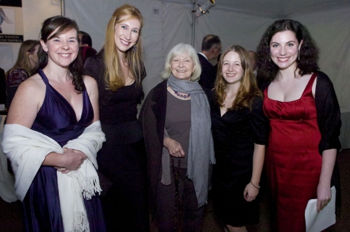Stephanie Coulombe, Jenn Bond, Ms. Woodward, Kim Furano and Alex Burke around Joanne Woodward at 